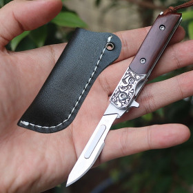 EDC Red Sandalwood Handle Courier Knife Scalpel Folding Knife Surgery Knife Express Knife UD408776